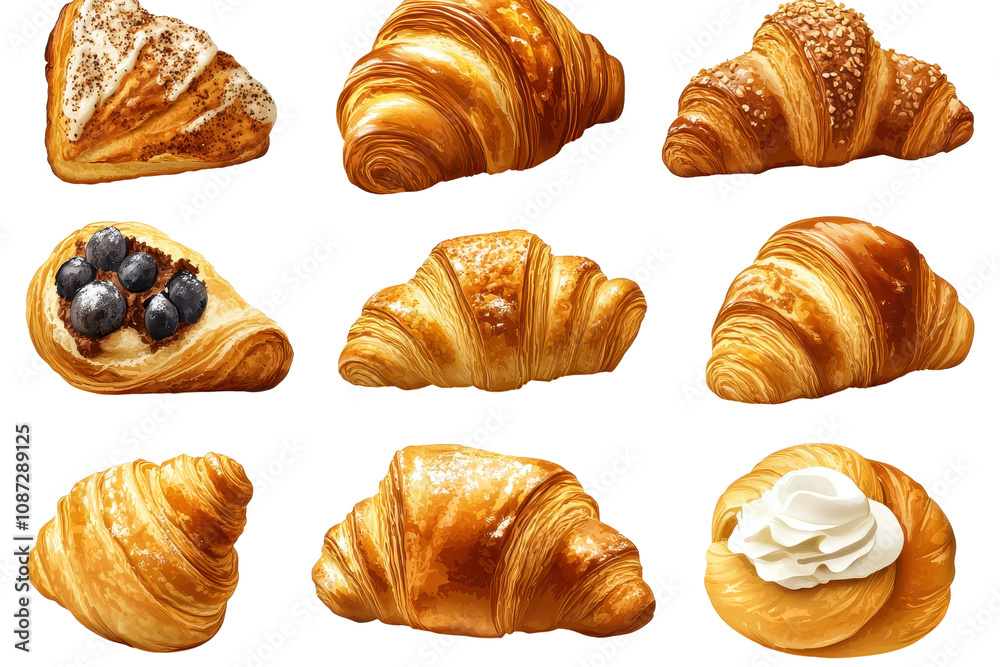Fototapeta premium Delicious assortment of various croissants 