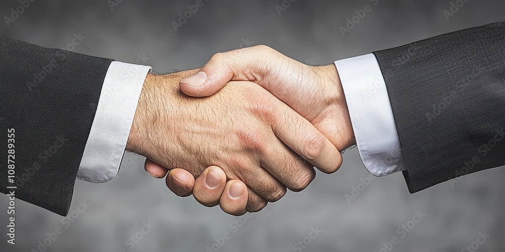 Close-up of a firm handshake between two professionals, symbolizing agreement and trust. Close-up of a firm handshake between two professionals, symbolizing agreement and trust.