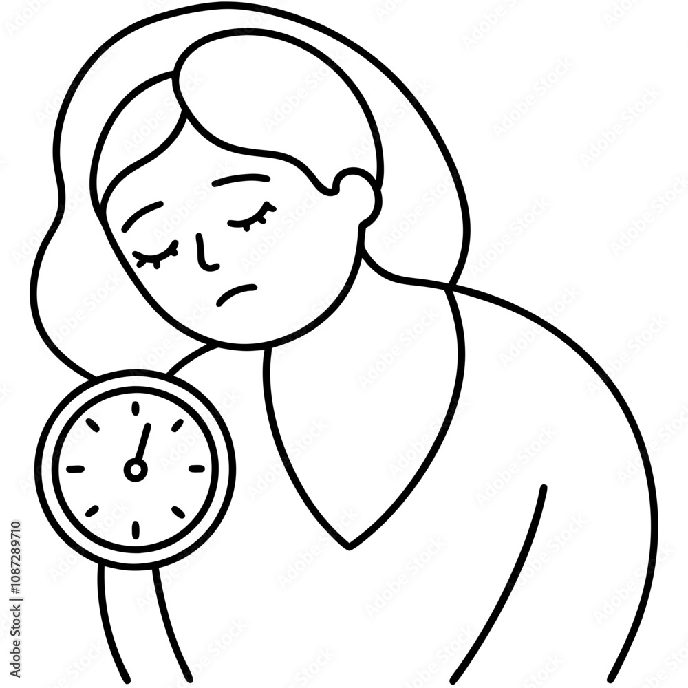 sleepy woman with clock