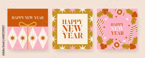 Collection of new year greeting cards.