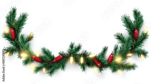 Festive holiday garland with greenery and lights