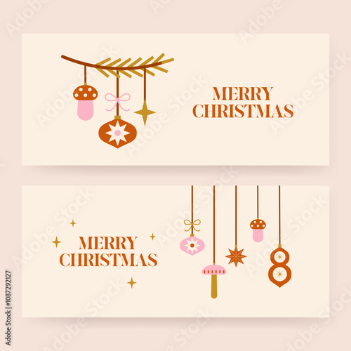 Two retro style christmas banners.