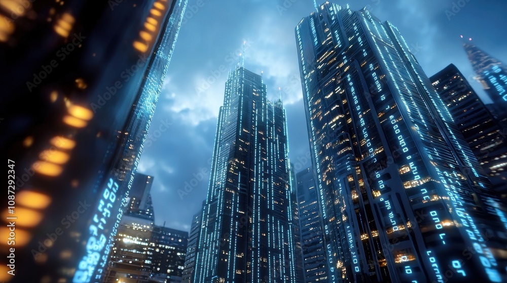 Futuristic Cityscape with Interconnected Skyscrapers Futuristic Cityscape with Interconnected Skyscrapers