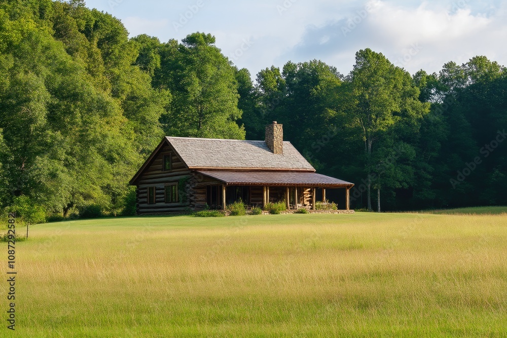 Timeless Log Cabin Nestled Among Forest and Field Timeless Log Cabin Nestled Among Forest and Field