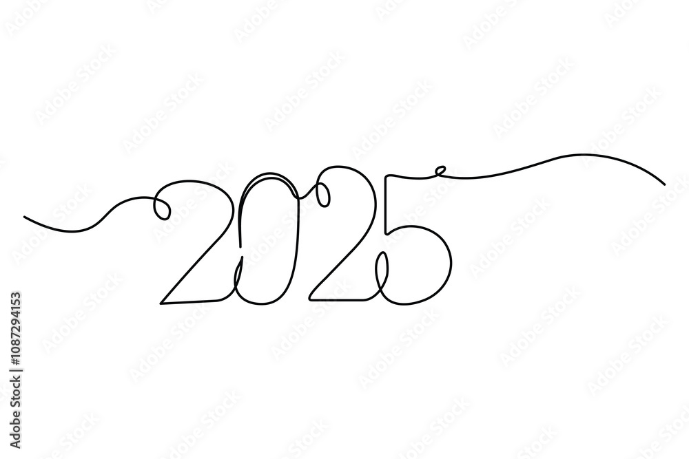 2025 one continuous line drawing element New Year design isolated on white background. Vector illustration
2025 one continuous line drawing element New Year design isolated on white background. Vector illustration