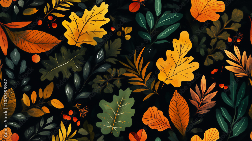 Autumn leaves and forest-inspired repeating patterns for seasonal designs - seamless pattern texture png Autumn leaves and forest-inspired repeating patterns for seasonal designs - seamless pattern texture png