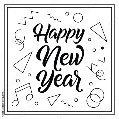 Happy new year vector template background illustration