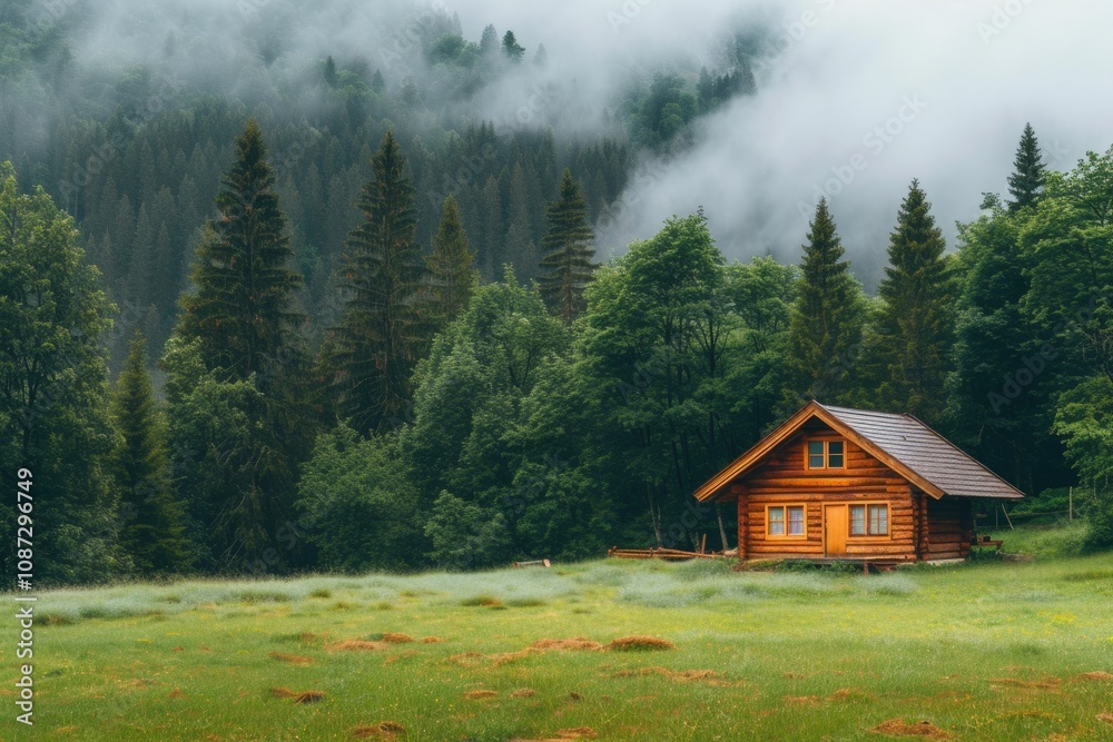 Timeless Log Cabin Design in Tranquil Meadow Timeless Log Cabin Design in Tranquil Meadow