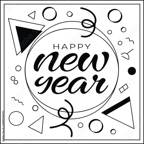Happy new year vector template background illustration