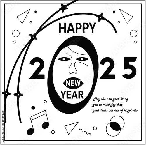 Happy new year vector template background illustration