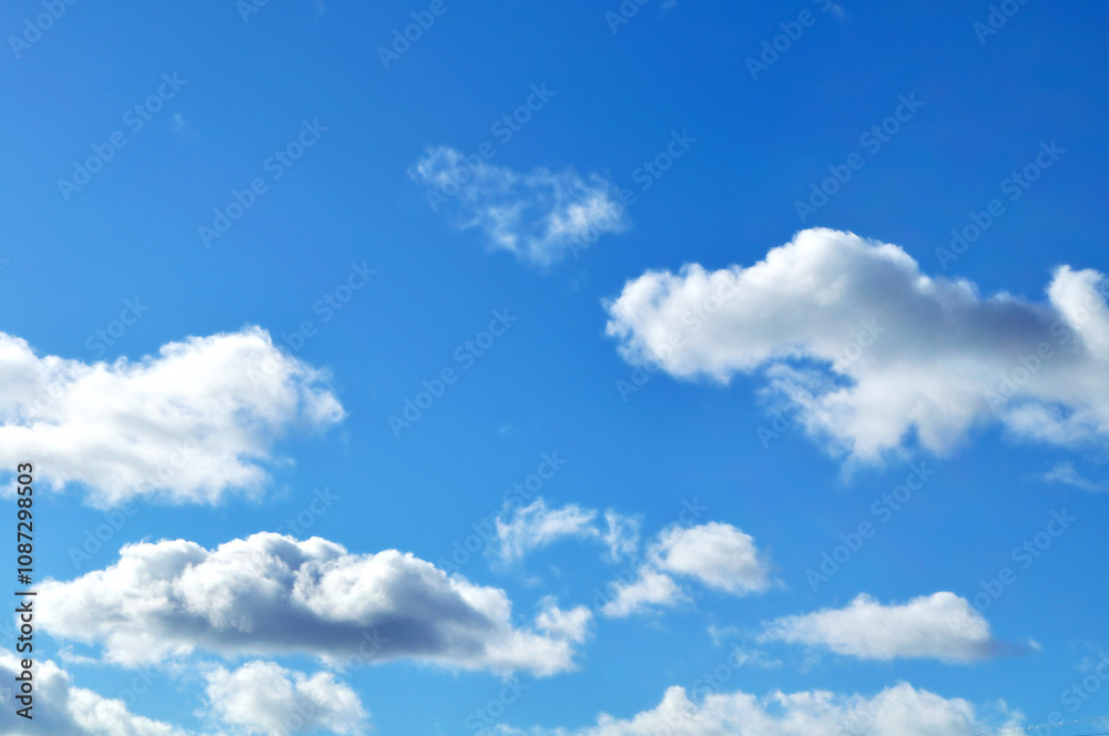 Cloudy sky landscape, colorful blue cloudy sky with white clouds Cloudy sky landscape, colorful blue cloudy sky with white clouds