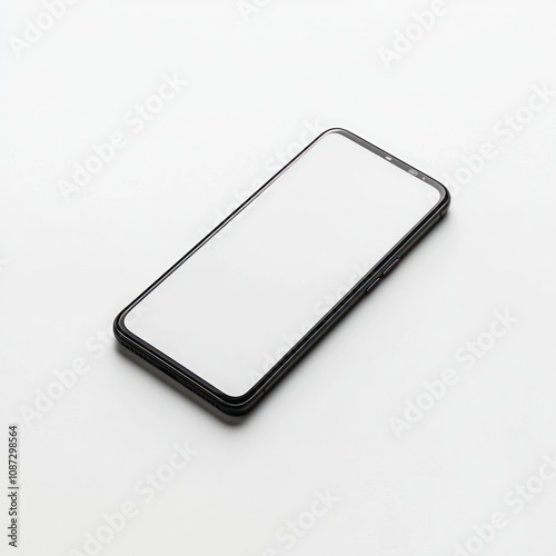 A sleek, modern smartphone resting on a clean, white surface.