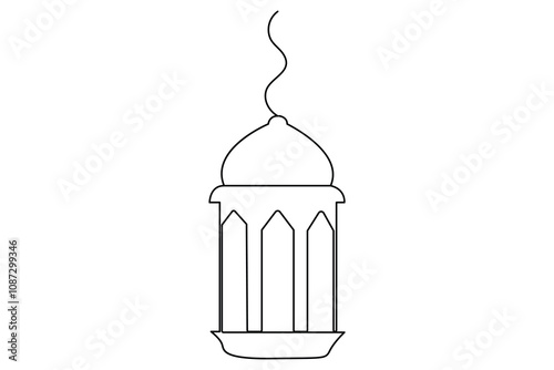 Ramadan kareem singl line art of ramadan isolated on white background outline vector art illustration
