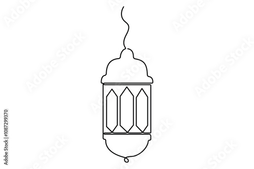 Ramadan kareem singl line art of ramadan isolated on white background outline vector art illustration
