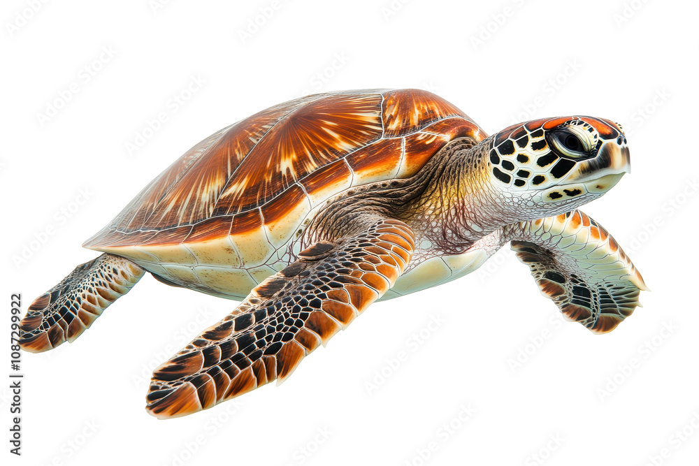Obraz premium A graceful sea turtle swimming freely underwater in a vibrant ocean setting