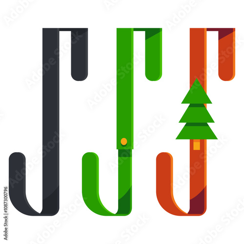 Christmas wreath hangers vector cartoon set isolated on a white background.