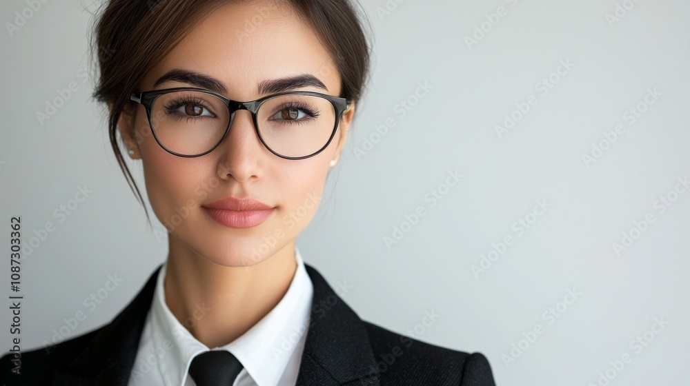 Full-length bust portrait of a lawyer, wearing a sharp suit and tie, looking confident and approachable, with light make-up, white background Full-length bust portrait of a lawyer, wearing a sharp suit and tie, looking confident and approachable, with light make-up, white background