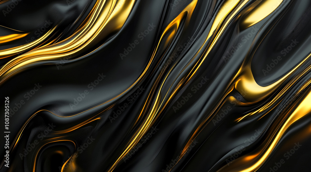 Swirling black and gold fabric Swirling black and gold fabric