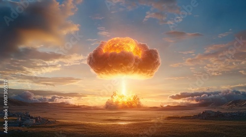 Wallpaper Mural Stunning Nuclear Explosion at Sunset with Glowing Effect Torontodigital.ca