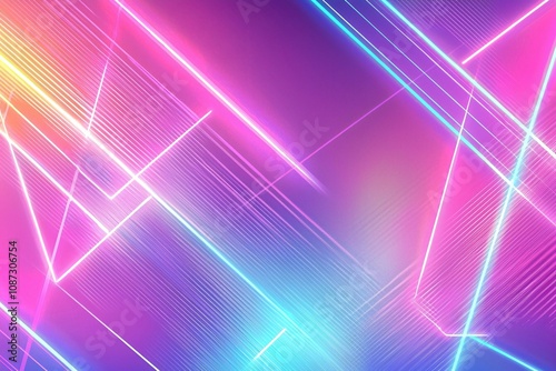 Vibrant Neon Light Trails in Abstract Background