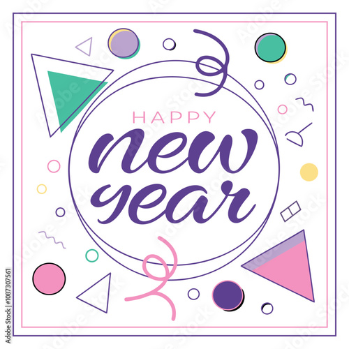 Happy new year vector template background illustration