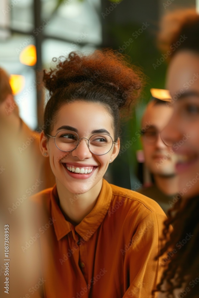 Team of colleagues enjoying conversation in an environmentally friendly office