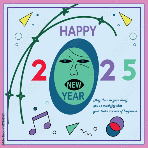 Happy new year vector template background illustration