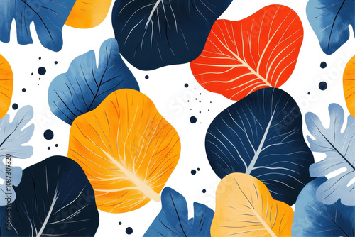 Colorful leaves with diverse shapes and textures   photo