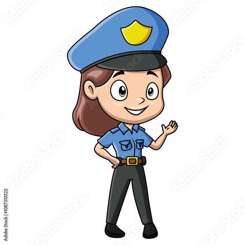 Cute girl cartoon wearing costume police