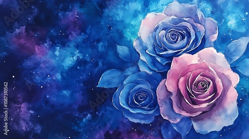 Watercolor flowers for design card, postcard, textile, flyer