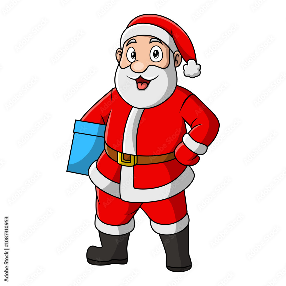 Cartoon cute santa claus with gift Cartoon cute santa claus with gift