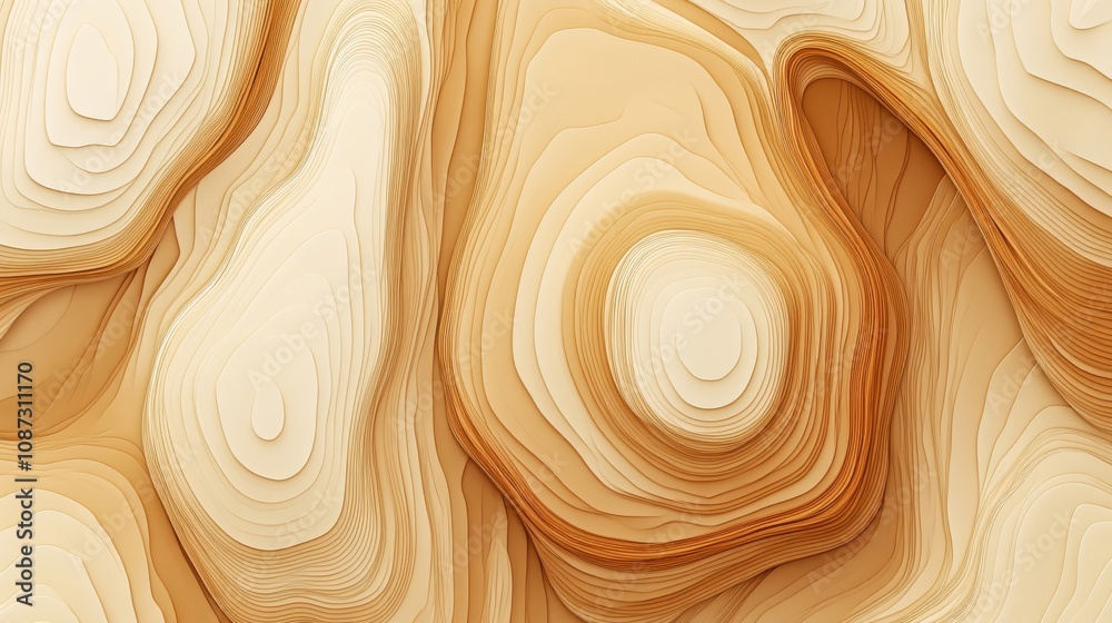 Abstract layered textures resembling natural wood grains in warm beige and brown tones displayed on a smooth surface Abstract layered textures resembling natural wood grains in warm beige and brown tones displayed on a smooth surface