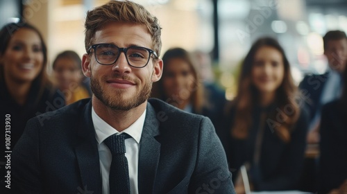 Confident candidate waiting for interview with friendly smile