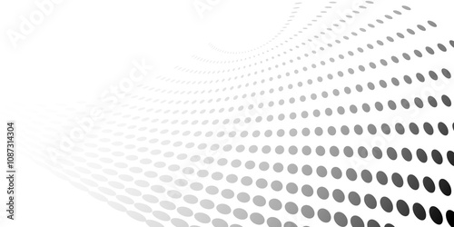 Abstract halftone background white and gray gradient texture geometric dot pattern banner design.
