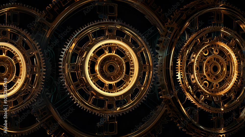 Transparent, glowing gears in symmetrical patterns. Background\Wallpaper Transparent, glowing gears in symmetrical patterns. Background\Wallpaper