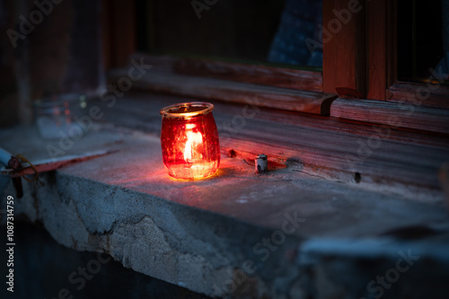  candle light in the winter night