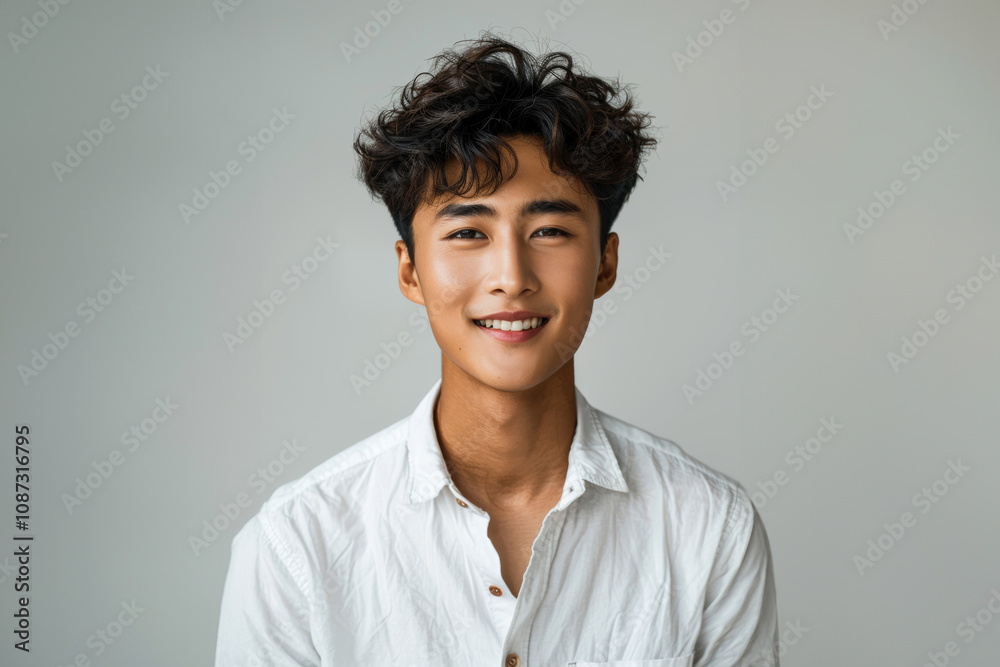A confident young Asian man stands against a light, minimal background in simple, urban clothing, blending casual style with a professional edge. A confident young Asian man stands against a light, minimal background in simple, urban clothing, blending casual style with a professional edge.