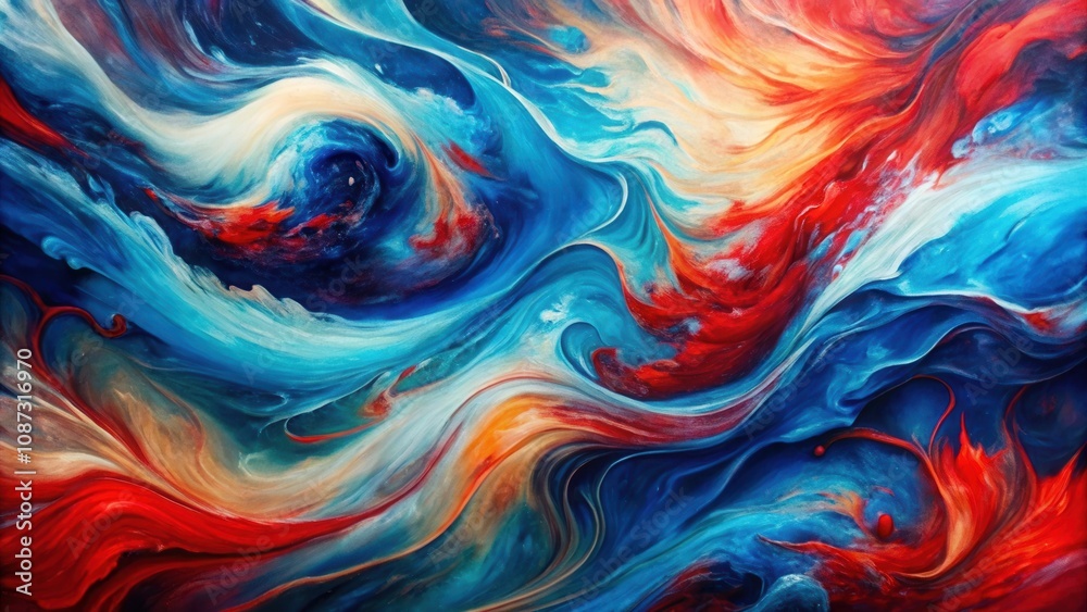Abstract Swirling Colors of Blue, Red, and White in an Artful Dance Abstract Swirling Colors of Blue, Red, and White in an Artful Dance
