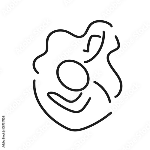 Mother and Baby One Line Art Drawing Breastfeeding