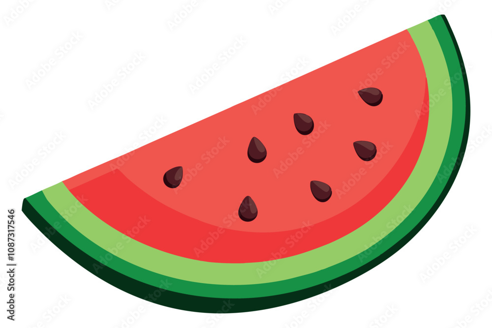 Slice of watermelon with seeds vector illustration and vibrant colors Slice of watermelon with seeds vector illustration and vibrant colors