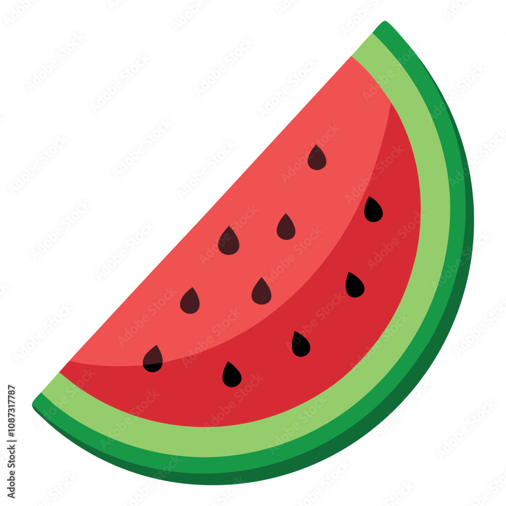 Slice of watermelon with seeds vector illustration and vibrant colors Slice of watermelon with seeds vector illustration and vibrant colors