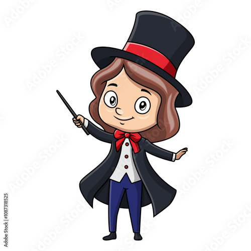 Cute little magician girl cartoon