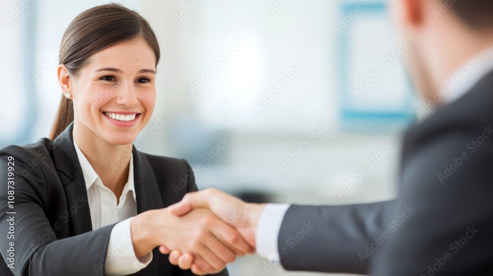 Smiling Candidate Shaking Hands with Interviewer