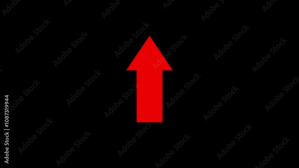 Red arrow pointing up, isolated on transparent background with alpha channel. Animation of seamless loop. Red arrow pointing up, isolated on transparent background with alpha channel. Animation of seamless loop.
