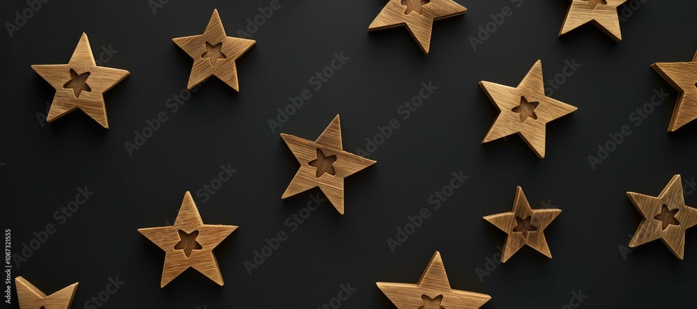 sparkling wooden gold stars with confetti on black background 23 sparkling wooden gold stars with confetti on black background 23