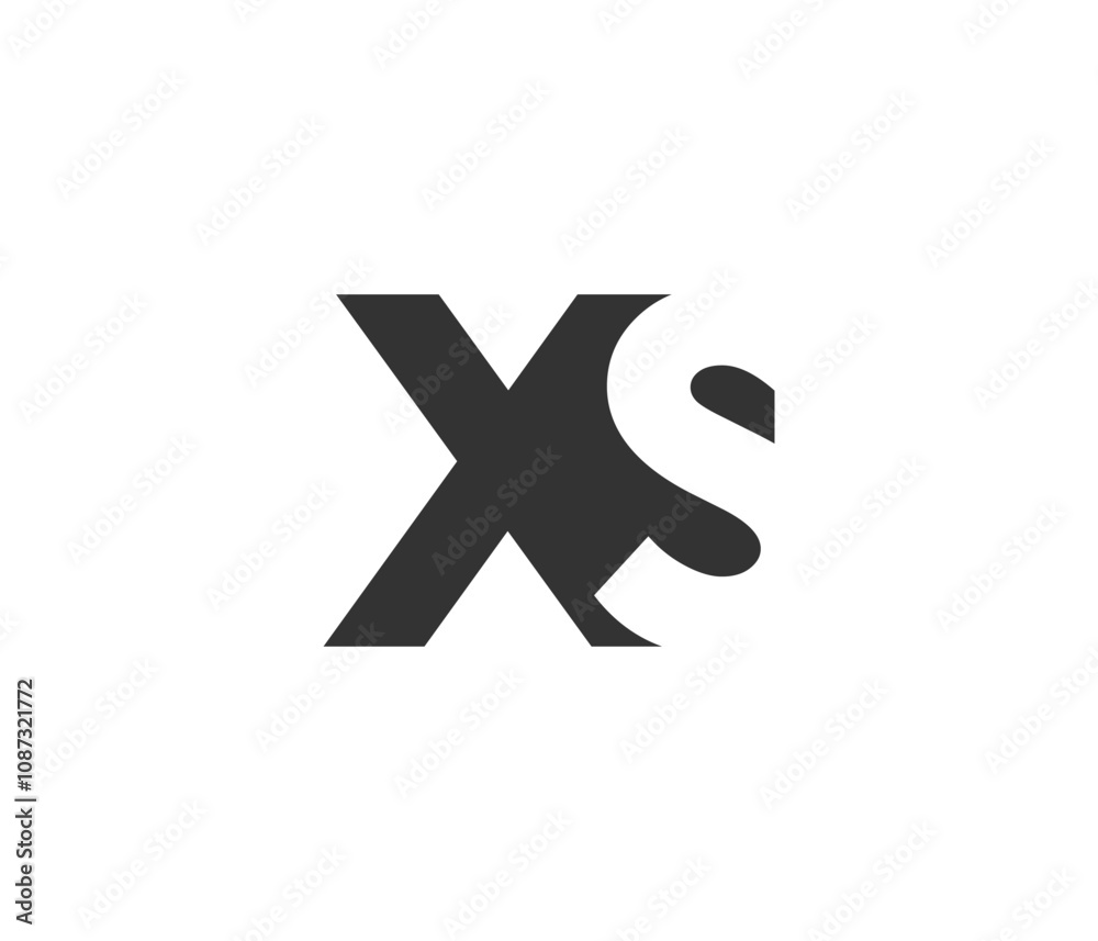 XS creative geometric initial based modern and minimal logo. Letter x s trendy fonts.
