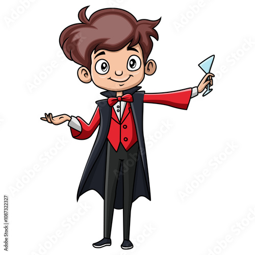 Cute little magician boy cartoon