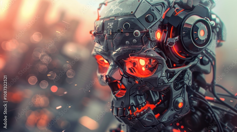 Cybernetic Skull: A Fusion of Technology and Mortality Cybernetic Skull: A Fusion of Technology and Mortality