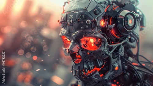 Cybernetic Skull: A Fusion of Technology and Mortality