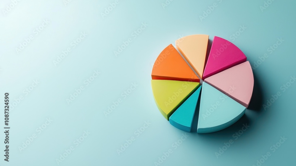 Minimalist Abstract Pie Chart on Soft Blue Background Minimalist Abstract Pie Chart on Soft Blue Background